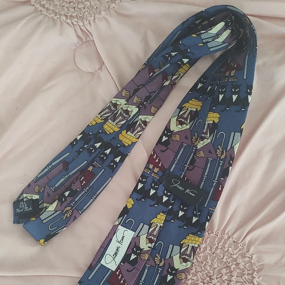 James Vann Tuxedo Cat Silk Tie 4